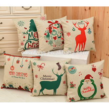 2017 wholesale cheap merry Christmas printed coussin cushion covers personalized designs pillow covers